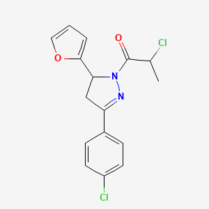 2-chloro-1-[3-(4-chlorophenyl)-5-(furan-2-yl)-4,5-dihydro-1H-pyrazol-1-yl]propan-1-one