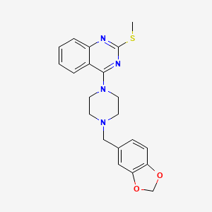 molecular formula C21H22N4O2S B2709658 4-[4-(1,3-Benzodioxol-5-ylmethyl)piperazino]-2-(methylsulfanyl)quinazoline CAS No. 866137-74-8