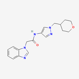 2-(1H-benzo[d]imidazol-1-yl)-N-(1-((tetrahydro-2H-pyran-4-yl)methyl)-1H-pyrazol-4-yl)acetamide