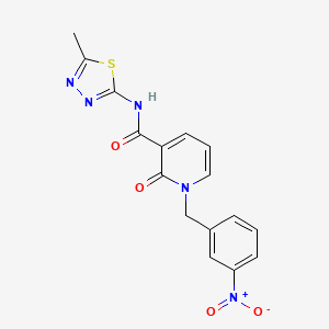 molecular formula C16H13N5O4S B2709683 N-(5-methyl-1,3,4-thiadiazol-2-yl)-1-[(3-nitrophenyl)methyl]-2-oxo-1,2-dihydropyridine-3-carboxamide CAS No. 946379-27-7