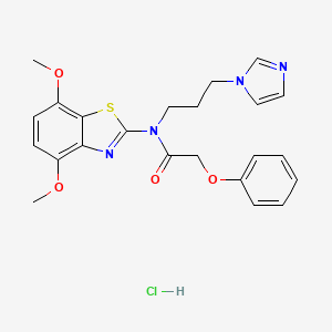 molecular formula C23H25ClN4O4S B2709718 N-(3-(1H-imidazol-1-yl)propyl)-N-(4,7-dimethoxybenzo[d]thiazol-2-yl)-2-phenoxyacetamide hydrochloride CAS No. 1216585-28-2