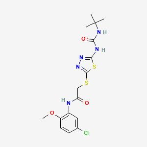 molecular formula C16H20ClN5O3S2 B2709739 2-((5-(3-(tert-butyl)ureido)-1,3,4-thiadiazol-2-yl)thio)-N-(5-chloro-2-methoxyphenyl)acetamide CAS No. 886942-02-5
