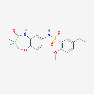 molecular formula C20H24N2O5S B2709749 N-(3,3-dimethyl-4-oxo-2,3,4,5-tetrahydrobenzo[b][1,4]oxazepin-7-yl)-5-ethyl-2-methoxybenzenesulfonamide CAS No. 922058-51-3
