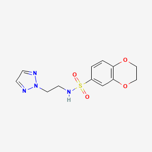 molecular formula C12H14N4O4S B2709815 N-(2-(2H-1,2,3-triazol-2-yl)ethyl)-2,3-dihydrobenzo[b][1,4]dioxine-6-sulfonamide CAS No. 2097889-93-3