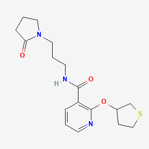 molecular formula C17H23N3O3S B2709885 N-[3-(2-oxopyrrolidin-1-yl)propyl]-2-(thiolan-3-yloxy)pyridine-3-carboxamide CAS No. 2034390-28-6