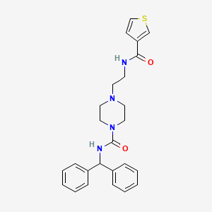 molecular formula C25H28N4O2S B2709955 N-benzhydryl-4-(2-(thiophene-3-carboxamido)ethyl)piperazine-1-carboxamide CAS No. 1219844-83-3