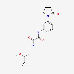 molecular formula C18H23N3O4 B2709963 N-(3-cyclopropyl-3-hydroxypropyl)-N'-[3-(2-oxopyrrolidin-1-yl)phenyl]ethanediamide CAS No. 1396885-41-8