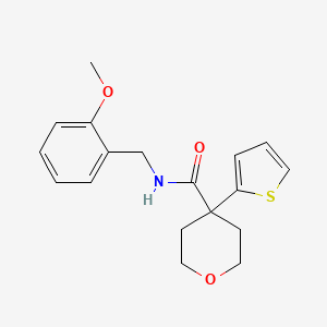 molecular formula C18H21NO3S B2709968 N-(2-methoxybenzyl)-4-(thiophen-2-yl)tetrahydro-2H-pyran-4-carboxamide CAS No. 877651-26-8