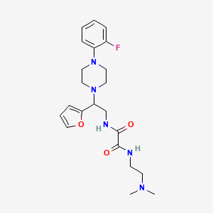 molecular formula C22H30FN5O3 B2709981 N1-(2-(dimethylamino)ethyl)-N2-(2-(4-(2-fluorophenyl)piperazin-1-yl)-2-(furan-2-yl)ethyl)oxalamide CAS No. 877632-85-4