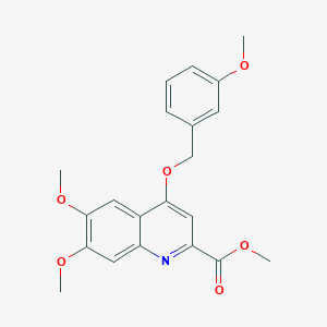 molecular formula C21H21NO6 B2710011 METHYL 6,7-DIMETHOXY-4-[(3-METHOXYPHENYL)METHOXY]QUINOLINE-2-CARBOXYLATE CAS No. 1357936-62-9