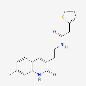 molecular formula C18H18N2O2S B2710023 N-[2-(7-methyl-2-oxo-1,2-dihydroquinolin-3-yl)ethyl]-2-(thiophen-2-yl)acetamide CAS No. 851404-54-1