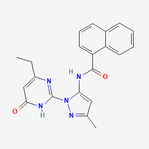 molecular formula C21H19N5O2 B2710034 N-(1-(4-ethyl-6-oxo-1,6-dihydropyrimidin-2-yl)-3-methyl-1H-pyrazol-5-yl)-1-naphthamide CAS No. 1004252-60-1