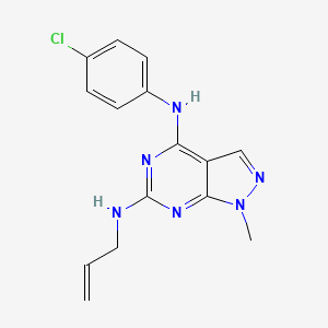 molecular formula C15H15ClN6 B2710052 N4-(4-chlorophenyl)-1-methyl-N6-(prop-2-en-1-yl)-1H-pyrazolo[3,4-d]pyrimidine-4,6-diamine CAS No. 897617-87-7