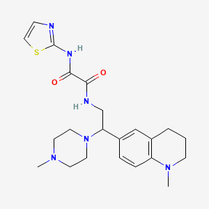 molecular formula C22H30N6O2S B2710090 N'-[2-(1-methyl-1,2,3,4-tetrahydroquinolin-6-yl)-2-(4-methylpiperazin-1-yl)ethyl]-N-(1,3-thiazol-2-yl)ethanediamide CAS No. 921902-01-4