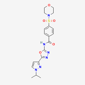 molecular formula C19H22N6O5S B2710098 N-(5-(1-isopropyl-1H-pyrazol-3-yl)-1,3,4-oxadiazol-2-yl)-4-(morpholinosulfonyl)benzamide CAS No. 1211176-57-6