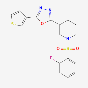 2-(1-((2-Fluorophenyl)sulfonyl)piperidin-3-yl)-5-(thiophen-3-yl)-1,3,4-oxadiazole