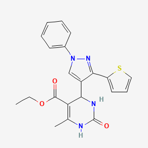 ethyl 6-methyl-2-oxo-4-[1-phenyl-3-(thiophen-2-yl)-1H-pyrazol-4-yl]-1,2,3,4-tetrahydropyrimidine-5-carboxylate