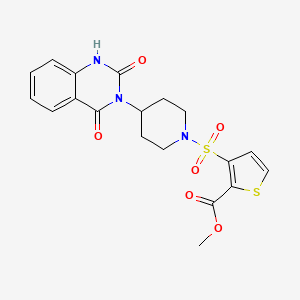 molecular formula C19H19N3O6S2 B2710164 methyl 3-((4-(2,4-dioxo-1,2-dihydroquinazolin-3(4H)-yl)piperidin-1-yl)sulfonyl)thiophene-2-carboxylate CAS No. 2034371-28-1
