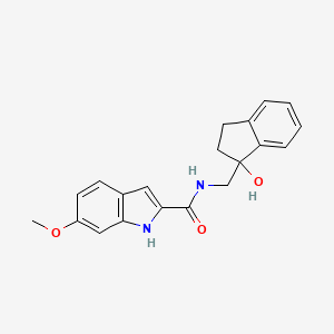 molecular formula C20H20N2O3 B2710188 N-((1-hydroxy-2,3-dihydro-1H-inden-1-yl)methyl)-6-methoxy-1H-indole-2-carboxamide CAS No. 1795487-90-9