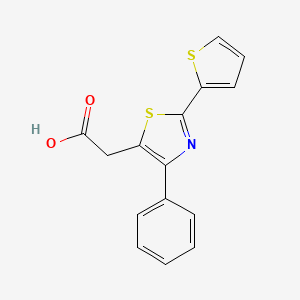 molecular formula C15H11NO2S2 B2710190 2-[4-Phenyl-2-(thiophen-2-yl)-1,3-thiazol-5-yl]acetic acid CAS No. 930543-12-7