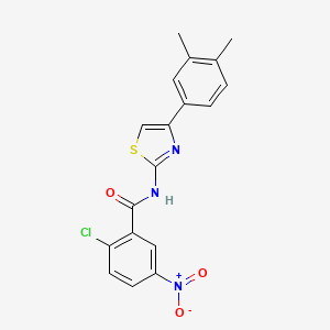 molecular formula C18H14ClN3O3S B2710231 2-chloro-N-[4-(3,4-dimethylphenyl)-1,3-thiazol-2-yl]-5-nitrobenzamide CAS No. 403845-30-7