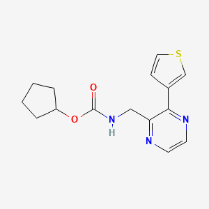 molecular formula C15H17N3O2S B2710265 cyclopentyl N-{[3-(thiophen-3-yl)pyrazin-2-yl]methyl}carbamate CAS No. 2326371-24-6