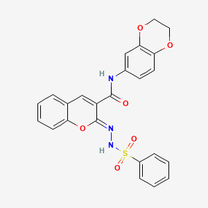 molecular formula C24H19N3O6S B2710286 (2Z)-2-(benzenesulfonamidoimino)-N-(2,3-dihydro-1,4-benzodioxin-6-yl)-2H-chromene-3-carboxamide CAS No. 866349-32-8