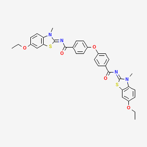molecular formula C34H30N4O5S2 B2710294 N-[(2Z)-6-ethoxy-3-methyl-2,3-dihydro-1,3-benzothiazol-2-ylidene]-4-(4-{[(2Z)-6-ethoxy-3-methyl-2,3-dihydro-1,3-benzothiazol-2-ylidene]carbamoyl}phenoxy)benzamide CAS No. 477546-58-0