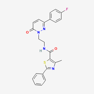 molecular formula C23H19FN4O2S B2710296 N-(2-(3-(4-fluorophenyl)-6-oxopyridazin-1(6H)-yl)ethyl)-4-methyl-2-phenylthiazole-5-carboxamide CAS No. 921575-89-5