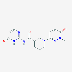molecular formula C16H20N6O3 B2710304 N-(4-hydroxy-6-methylpyrimidin-2-yl)-1-(1-methyl-6-oxo-1,6-dihydropyridazin-3-yl)piperidine-3-carboxamide CAS No. 1396762-00-7