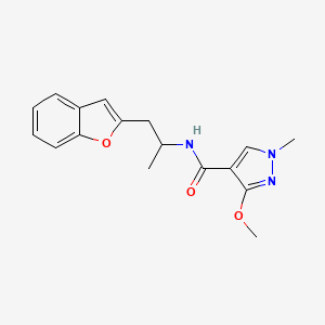molecular formula C17H19N3O3 B2710312 N-(1-(benzofuran-2-yl)propan-2-yl)-3-methoxy-1-methyl-1H-pyrazole-4-carboxamide CAS No. 2034293-65-5