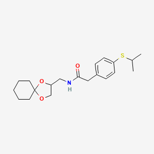 molecular formula C20H29NO3S B2710357 N-({1,4-dioxaspiro[4.5]decan-2-yl}methyl)-2-[4-(propan-2-ylsulfanyl)phenyl]acetamide CAS No. 1210707-06-4