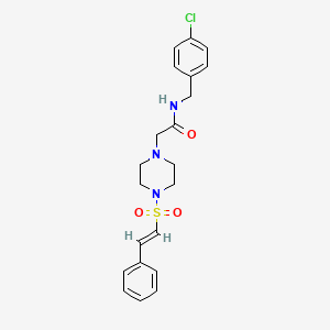 molecular formula C21H24ClN3O3S B2710363 N-[(4-chlorophenyl)methyl]-2-[4-[(E)-2-phenylethenyl]sulfonylpiperazin-1-yl]acetamide CAS No. 1241687-70-6