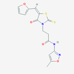 (E)-3-(5-(furan-2-ylmethylene)-4-oxo-2-thioxothiazolidin-3-yl)-N-(5-methylisoxazol-3-yl)propanamide