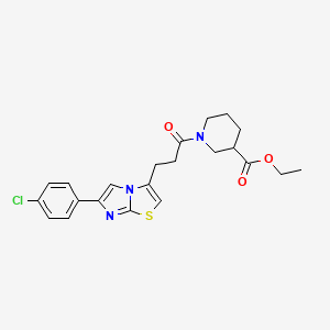 Ethyl 1-(3-(6-(4-chlorophenyl)imidazo[2,1-b]thiazol-3-yl)propanoyl)piperidine-3-carboxylate