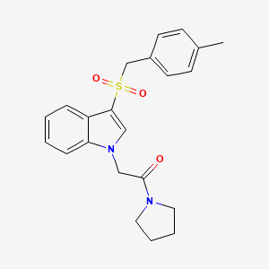 molecular formula C22H24N2O3S B2710440 2-{3-[(4-METHYLPHENYL)METHANESULFONYL]-1H-INDOL-1-YL}-1-(PYRROLIDIN-1-YL)ETHAN-1-ONE CAS No. 878057-85-3