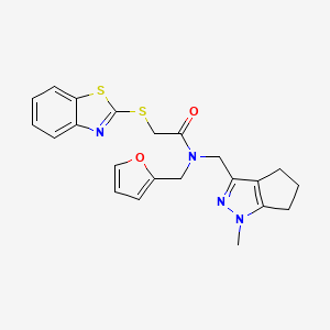 2-(benzo[d]thiazol-2-ylthio)-N-(furan-2-ylmethyl)-N-((1-methyl-1,4,5,6-tetrahydrocyclopenta[c]pyrazol-3-yl)methyl)acetamide