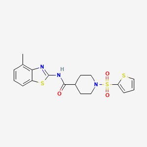 molecular formula C18H19N3O3S3 B2710453 N-(4-methyl-1,3-benzothiazol-2-yl)-1-(thiophene-2-sulfonyl)piperidine-4-carboxamide CAS No. 899732-01-5