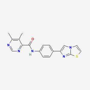 molecular formula C18H15N5OS B2710469 N-(4-Imidazo[2,1-b][1,3]thiazol-6-ylphenyl)-5,6-dimethylpyrimidine-4-carboxamide CAS No. 2415586-69-3