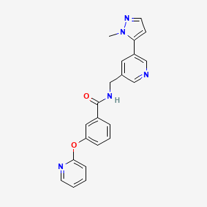 molecular formula C22H19N5O2 B2710504 N-((5-(1-methyl-1H-pyrazol-5-yl)pyridin-3-yl)methyl)-3-(pyridin-2-yloxy)benzamide CAS No. 2034384-66-0