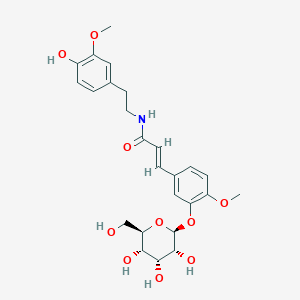 molecular formula C25H31NO10 B2710505 (E)-N-[2-(4-Hydroxy-3-methoxyphenyl)ethyl]-3-[4-methoxy-3-[(2S,3R,4R,5S,6R)-3,4,5-trihydroxy-6-(hydroxymethyl)oxan-2-yl]oxyphenyl]prop-2-enamide CAS No. 1408298-11-2