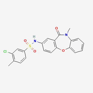 molecular formula C21H17ClN2O4S B2710506 3-chloro-4-methyl-N-(10-methyl-11-oxo-10,11-dihydrodibenzo[b,f][1,4]oxazepin-2-yl)benzenesulfonamide CAS No. 922136-45-6