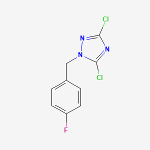 molecular formula C9H6Cl2FN3 B2710522 3,5-dichloro-1-(4-fluorobenzyl)-1H-1,2,4-triazole CAS No. 893774-16-8