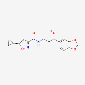molecular formula C17H18N2O5 B2710527 N-(3-(benzo[d][1,3]dioxol-5-yl)-3-hydroxypropyl)-5-cyclopropylisoxazole-3-carboxamide CAS No. 1421456-27-0