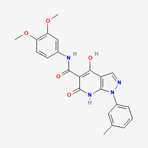 molecular formula C22H20N4O5 B2710528 N-(3,4-dimethoxyphenyl)-4-hydroxy-1-(3-methylphenyl)-6-oxo-1H,6H,7H-pyrazolo[3,4-b]pyridine-5-carboxamide CAS No. 1251546-98-1