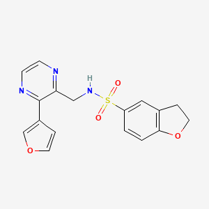 molecular formula C17H15N3O4S B2710556 N-((3-(furan-3-yl)pyrazin-2-yl)methyl)-2,3-dihydrobenzofuran-5-sulfonamide CAS No. 2034424-07-0