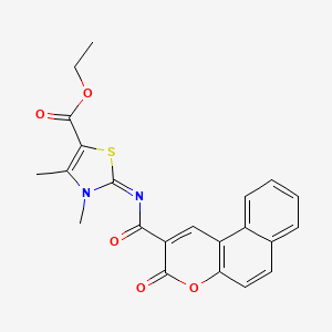 molecular formula C22H18N2O5S B2710558 ethyl (2E)-3,4-dimethyl-2-({3-oxo-3H-benzo[f]chromene-2-carbonyl}imino)-2,3-dihydro-1,3-thiazole-5-carboxylate CAS No. 476641-52-8