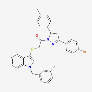 B2710580 1-(3-(4-bromophenyl)-5-(p-tolyl)-4,5-dihydro-1H-pyrazol-1-yl)-2-((1-(3-methylbenzyl)-1H-indol-3-yl)thio)ethanone CAS No. 681276-06-2