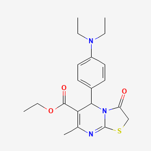 molecular formula C20H25N3O3S B2710585 ethyl 5-(4-(diethylamino)phenyl)-7-methyl-3-oxo-3,5-dihydro-2H-thiazolo[3,2-a]pyrimidine-6-carboxylate CAS No. 499184-79-1