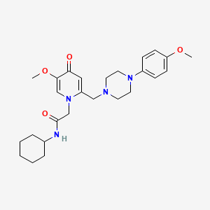 molecular formula C26H36N4O4 B2710653 N-cyclohexyl-2-(5-methoxy-2-((4-(4-methoxyphenyl)piperazin-1-yl)methyl)-4-oxopyridin-1(4H)-yl)acetamide CAS No. 921497-06-5